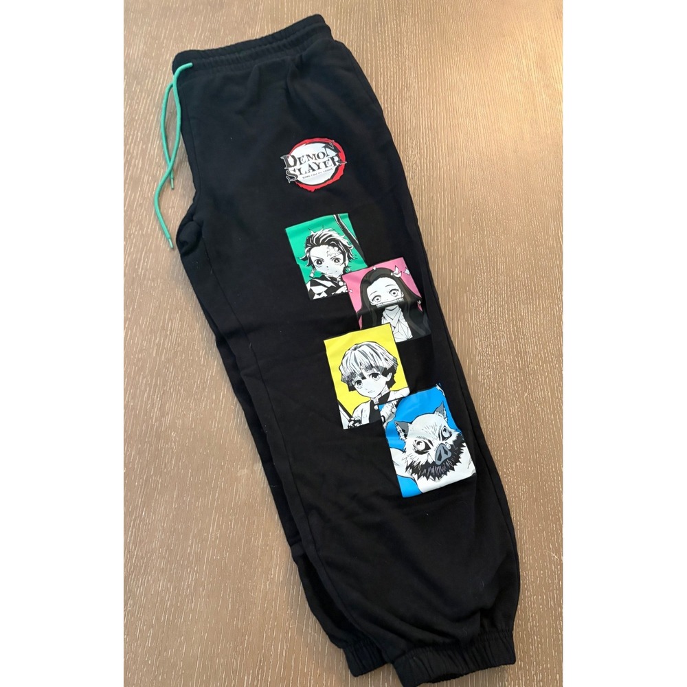 Demon Slayer Kimetsu no Yaiba Men's XXL Black Graphic Anime Jogger Sweatpants